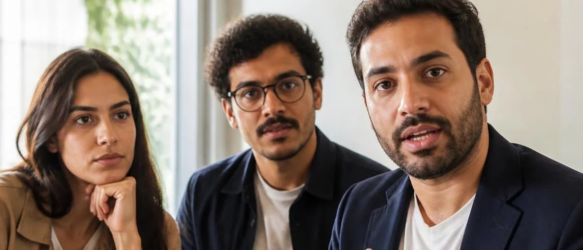 Mesa vista de cima, com o esquema de um raciocínio rabiscado à mão numa folha solta